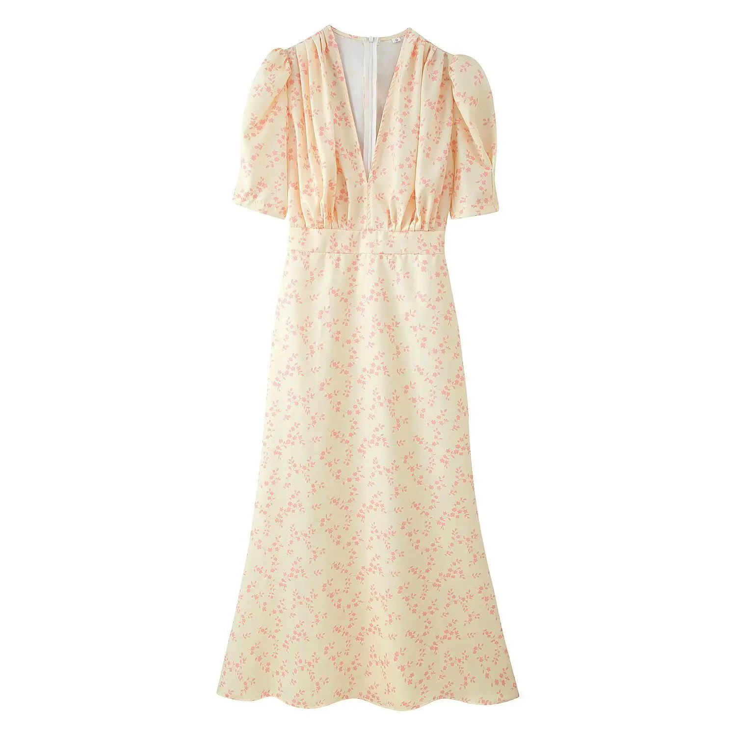 Fashion Elegant V Neck Printed Dress Dresses Spring Summer Floral Tiered Ruffle Midi
