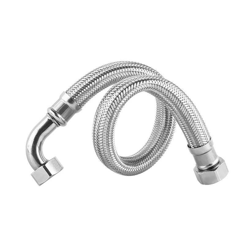 

304 stainless steel 90 degree with elbow inlet pipe connecting urinal toilet bathtub G1/2" braided hose