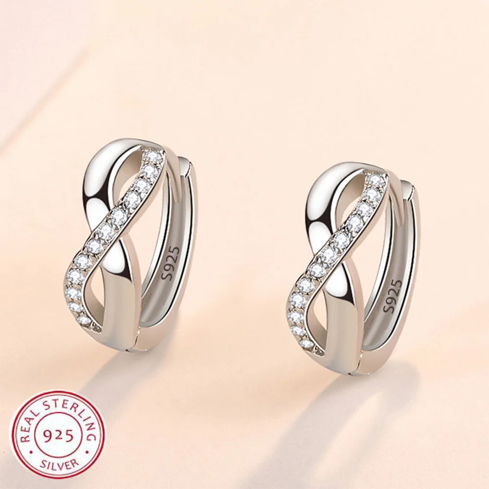 

New 925 Sterling Silver Shining Zircon Earrings Women'S Circle Round Earrings Fashionable And Elegant Jewelry Birthday Gift