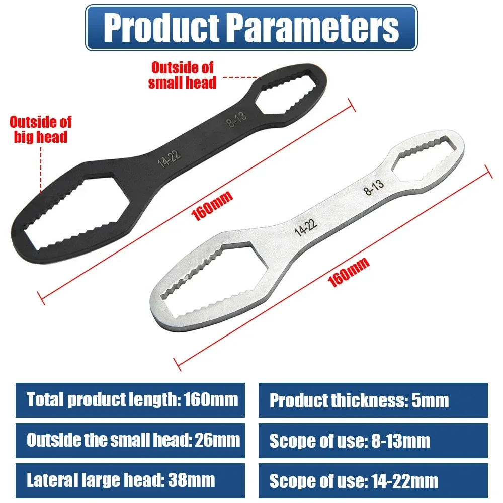 Universal Torx Wrench 3-17/8-22mm Self-tightening Adjustable Board Double-head Torx Spanner Multi-purpose Hand Tools for Factory