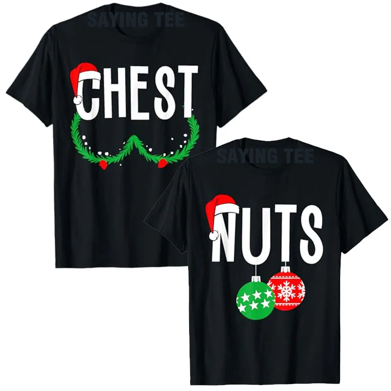 Chest Nuts Matching Chestnuts Funny Christmas Couples T-Shirts Gifts Xmas Costume Saying Tee Matching Family Pajamas Graphic Top