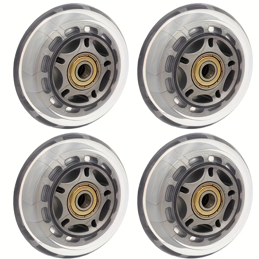 4PCS 75mm Diameter x 8mm Bearing Inner Diameter Black Transparent Scooter Twist Cart Shopping Cart Wheel Accessories