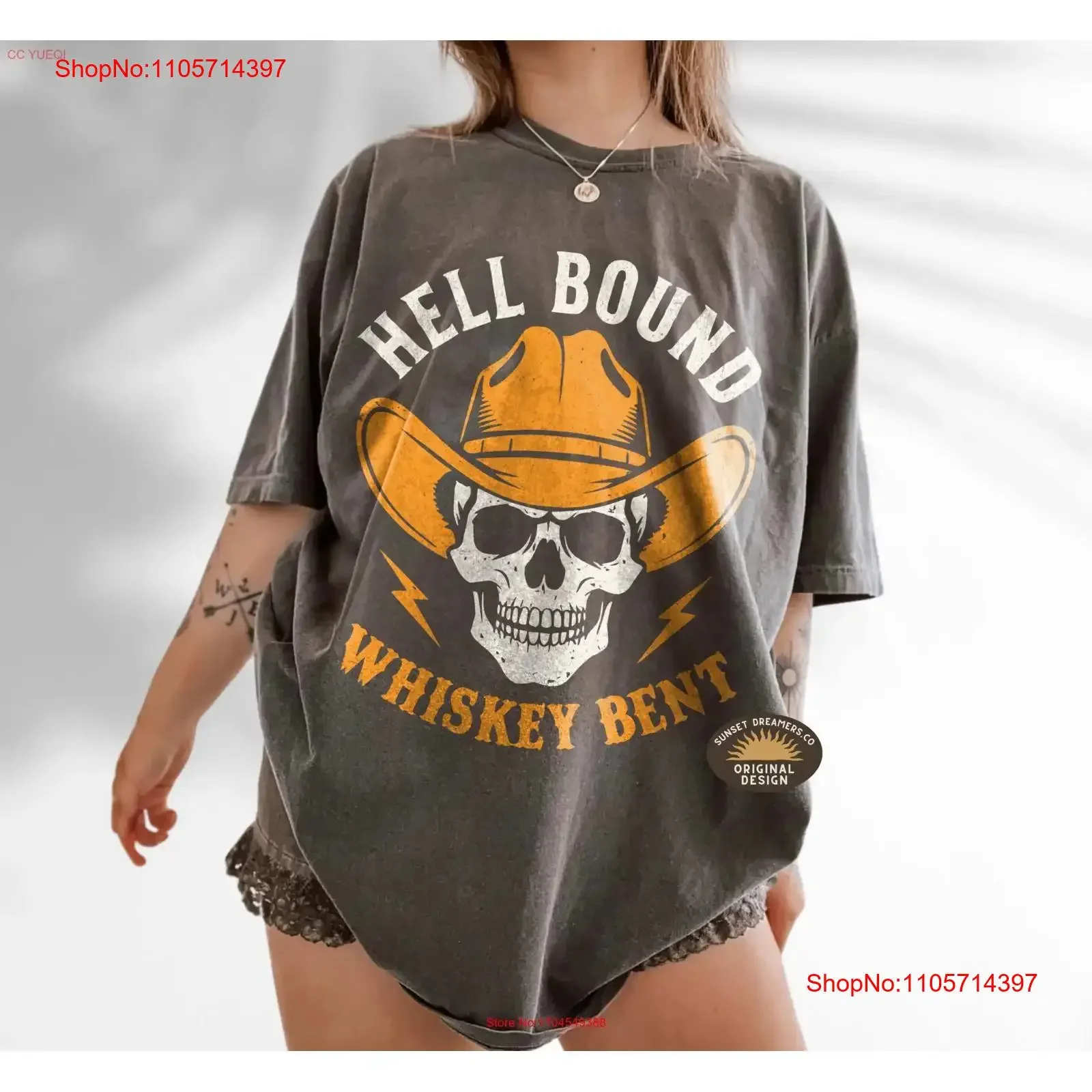 Hell Bound T Shirt Rodeo Country Western Wild West Howdy Clothes Cowboy vintage Washed Stretched Soft Casual Breathable homme