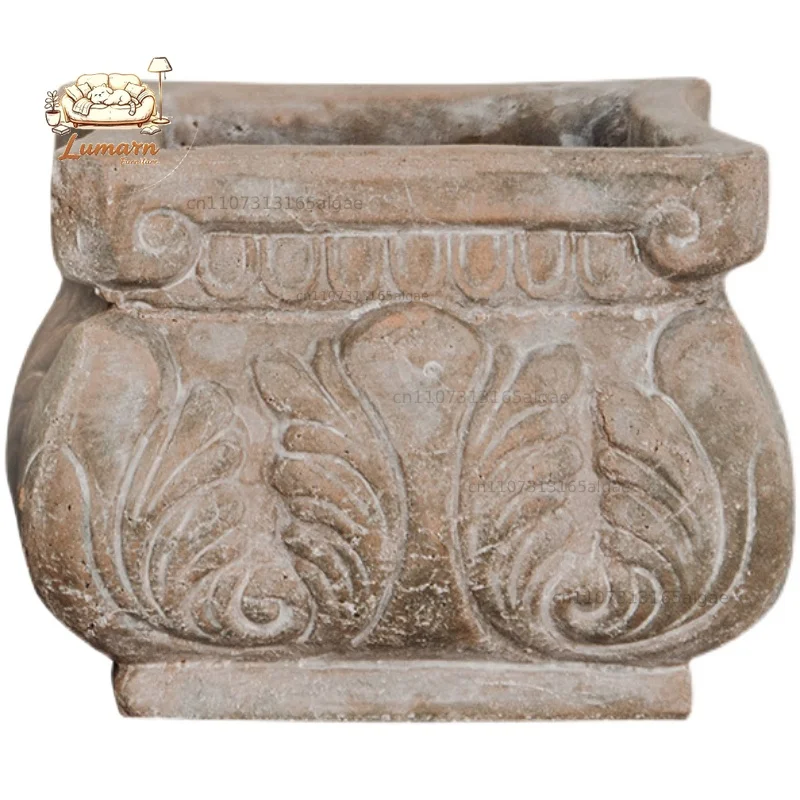 Roman Square Antique Handcrafted Terra Cotta Garden Flower Pots Planter