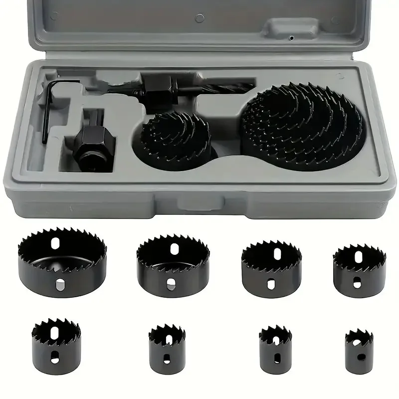 11pcs/set Hole Saw Cutting Set Kit Tools 19-64mm Wood Metal Alloys Circular Round with Case