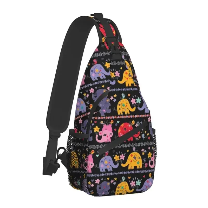 Cute African Elephant Sling Chest Crossbody Bag Men Fashion Cartoon Shoulder Backpack for Travel Cycling