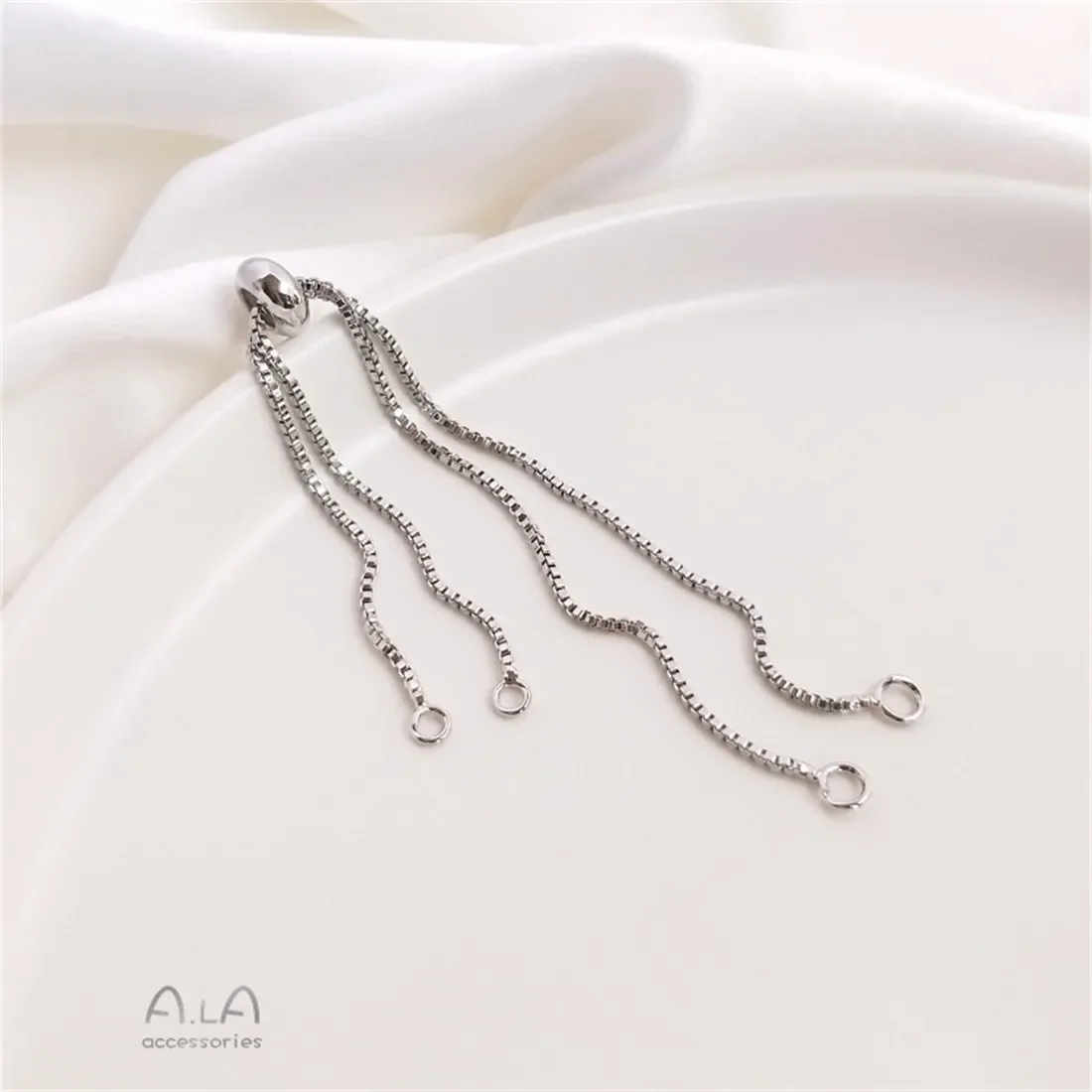 14K18K Gold Box Bracelet Korean Edition with Adjustable Silicone Beads DIY Double Suspension Extension Chain Jewelry Accessories