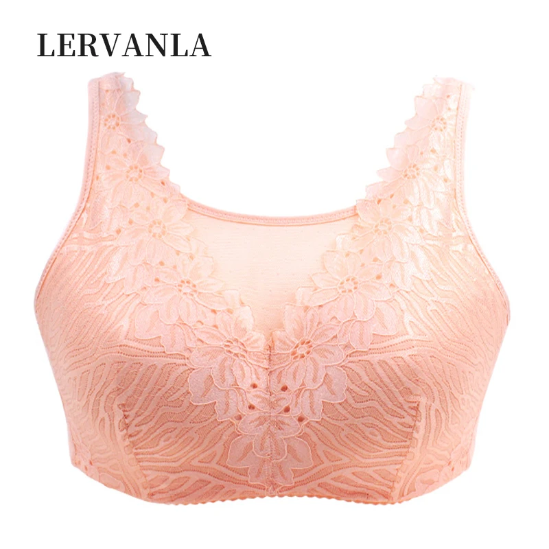 

LERVANLA 6026 Super Soft Comfortable Mastectomy Bra 75-100BC Artificial Breasts Bra with Pockets for Breast Cancer Women