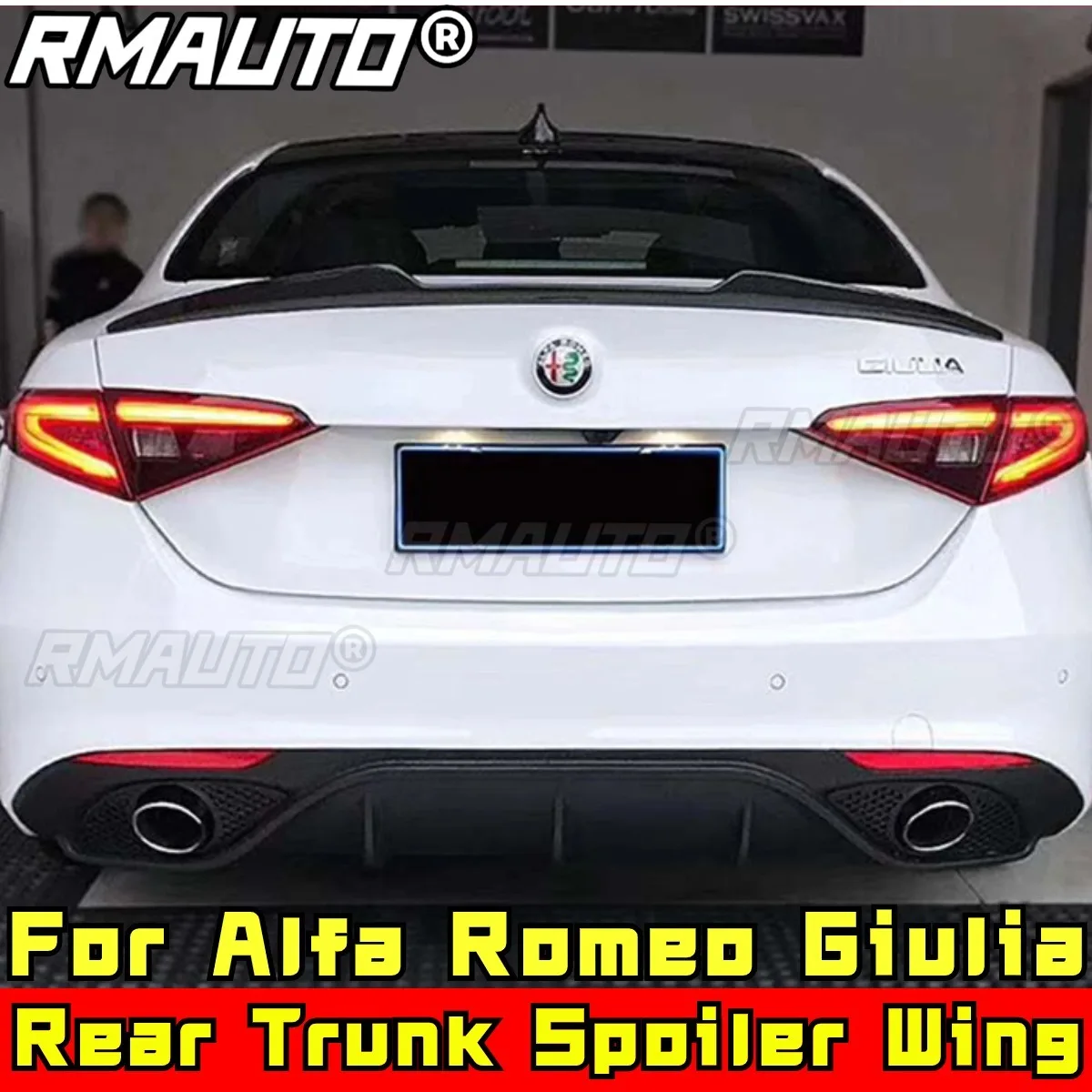 

Сплиттер заднего багажника для Alfa Romeo Giulia, глянцевый черный корпус M4, стильный сплиттер заднего багажника, автомобильные аксессуары