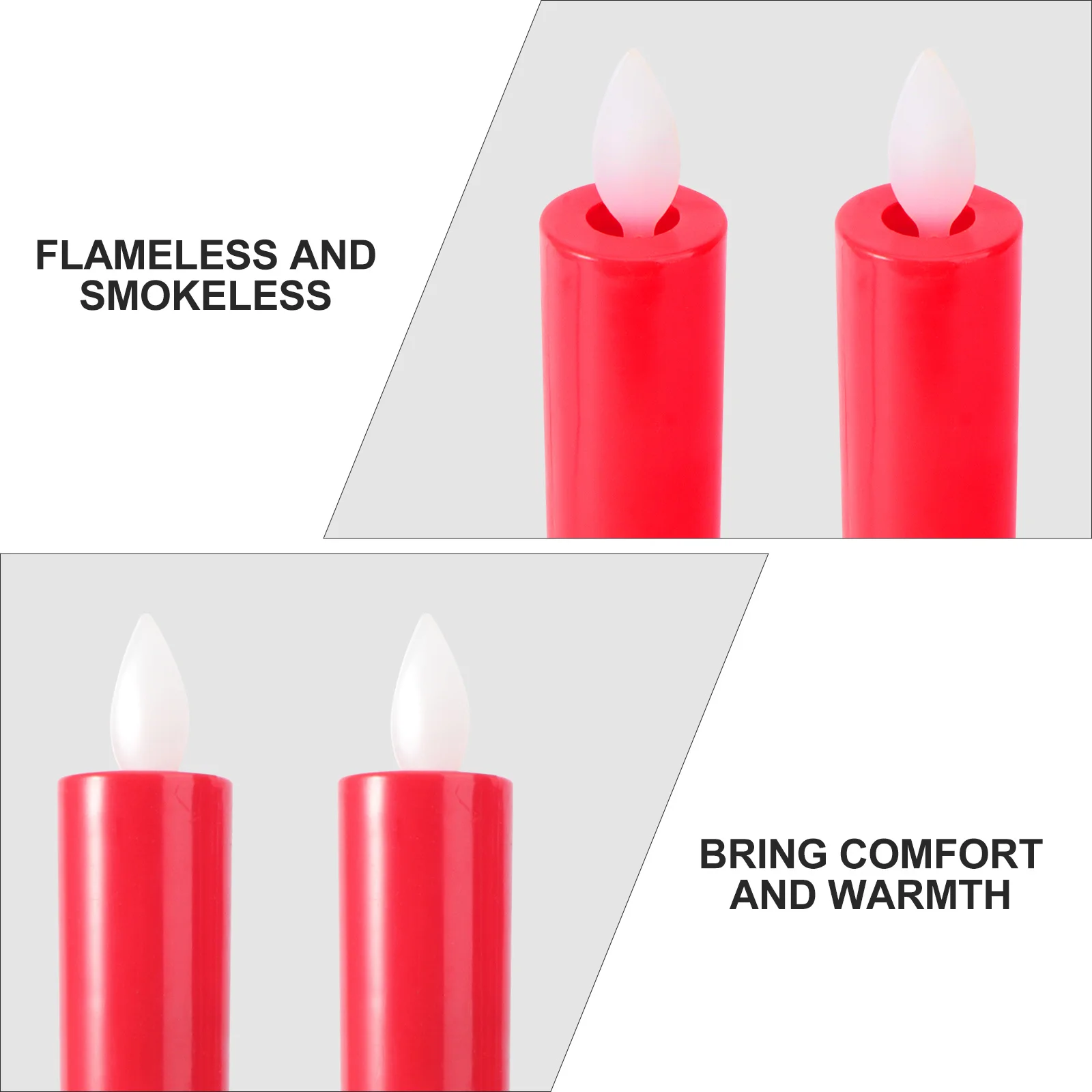 Candele a LED senza fiamma sottili e luminose Luci decorative tremolanti senza fumo per la festa nuziale domestica Bambini Rosso sicuro
