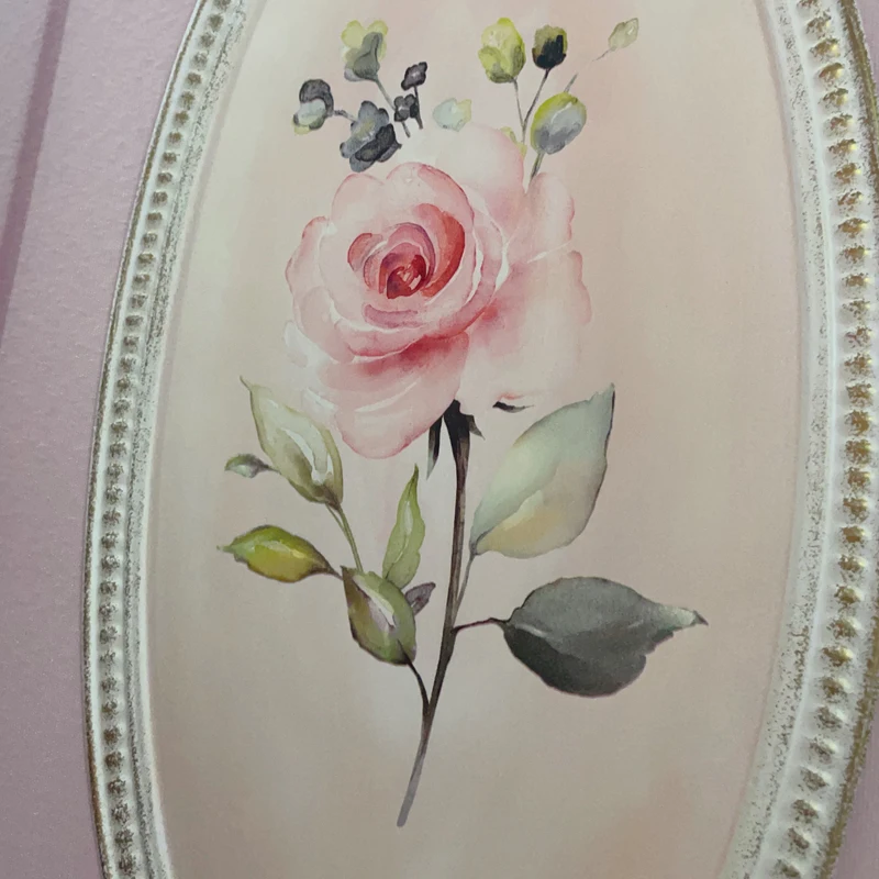 French Vintage Retro Rose Oval Metal Decorative Plaque for Wall