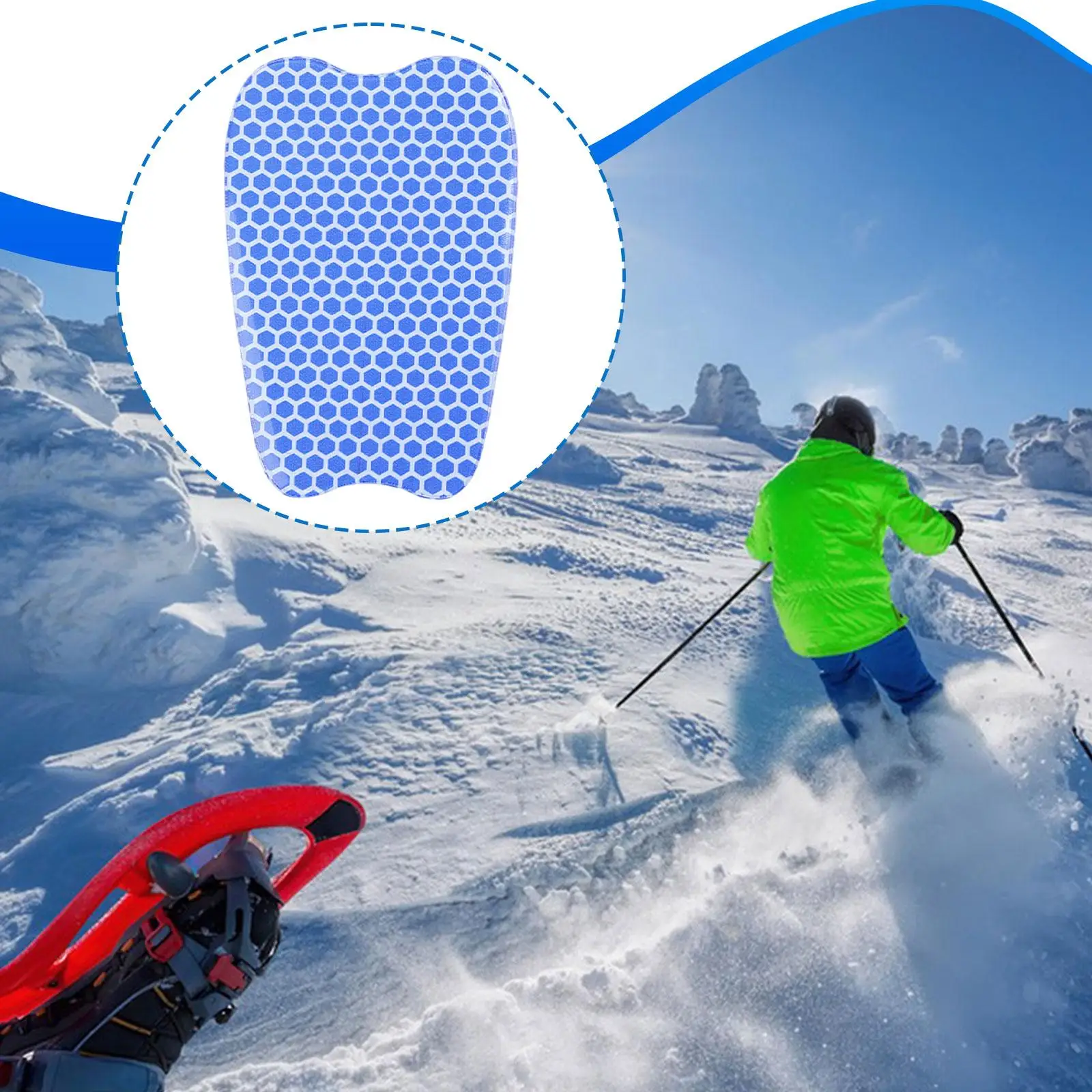 High Performance Ski Shin Pad Comfortable Self Adhesive Shin Guard Blue Protective Gear for Men Skiing Snowboarding view 4