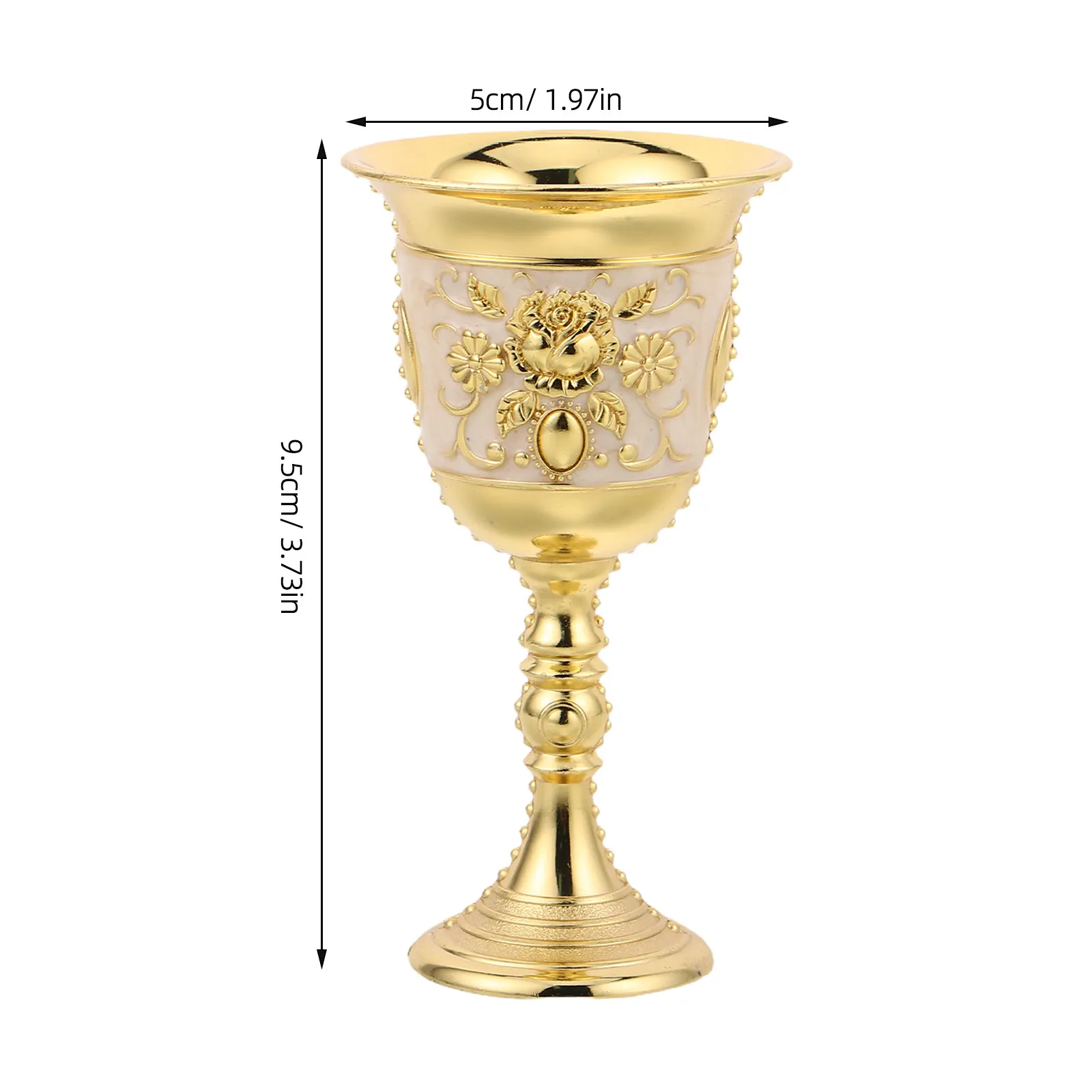 Vintage Chalice Medieval Goblet Embossed Rose Metal Wine Cup Dessert Goblet Cups Royal Drinking Vessel Festive Celebration