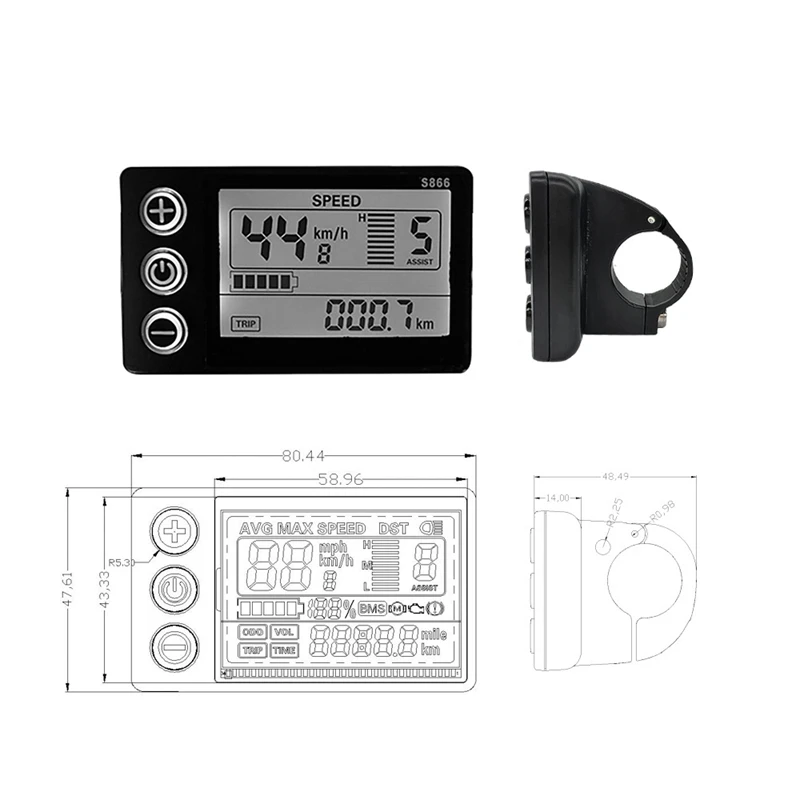 Ebike JN 15A Square Wave SM With Light Controller S886 Display For 36V/48V 250W/350W Electric Mountain Bike Conversion