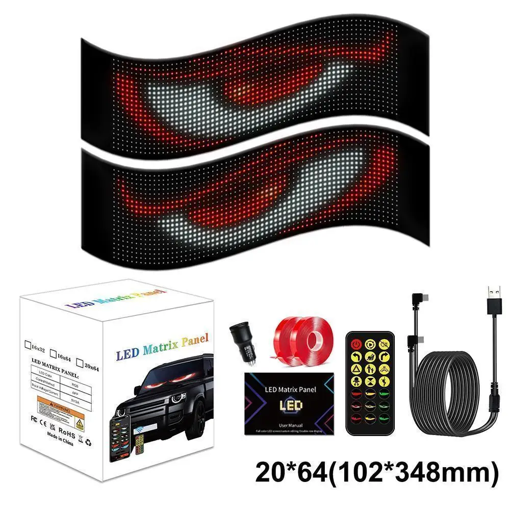 2 piece dynamic LED film car window with demonic eyes  IP65 grade display screen  flexible soft screen  Bluetooth APP