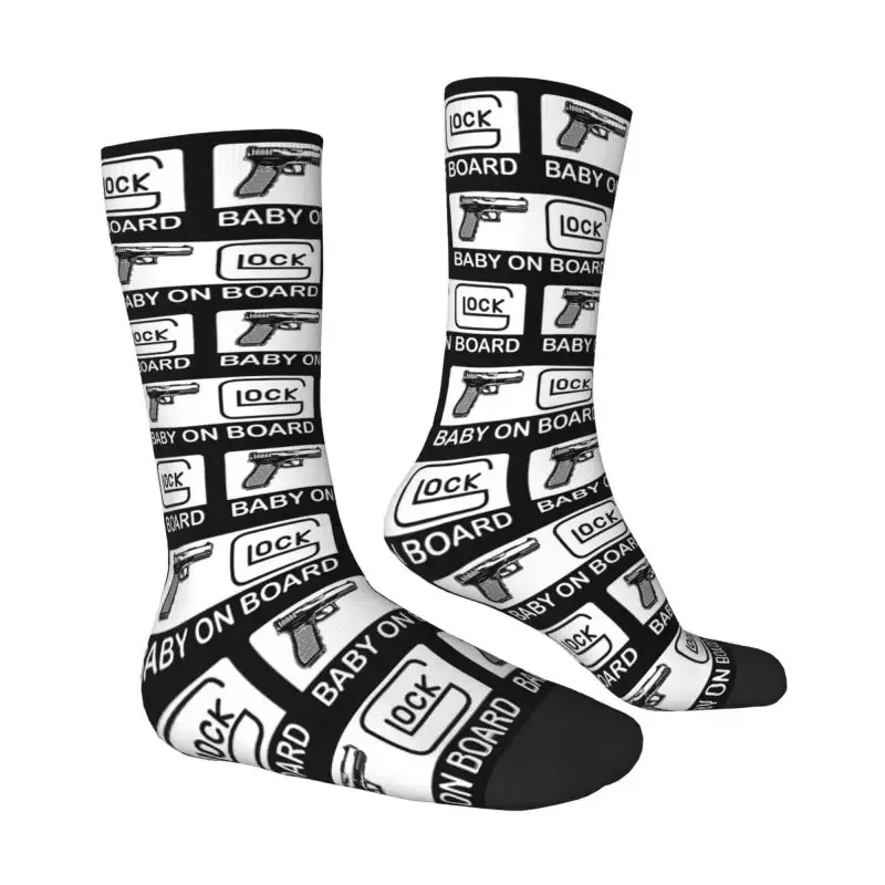 Glock Baby On Board Men Women Crew Socks Unisex Fun 3D Printed Dress Socks