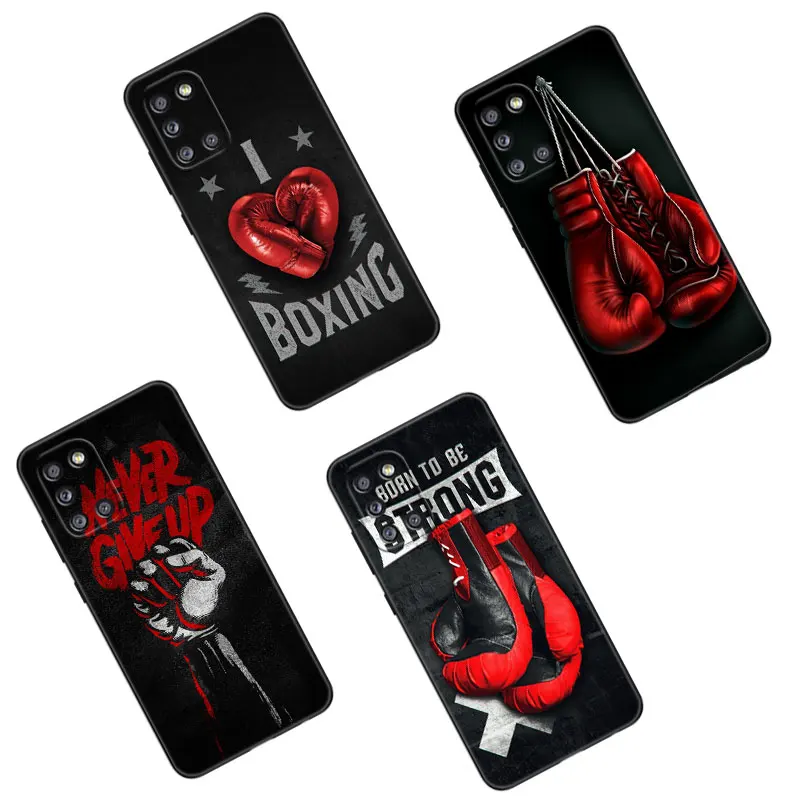 Strong Boxing Gloves Phone Case For Samsung Galaxy A01 A03 Core A04 E A02 A05 A10 A20 A21 A30 A50 S A6 A8 + A7 2018 Black Cover