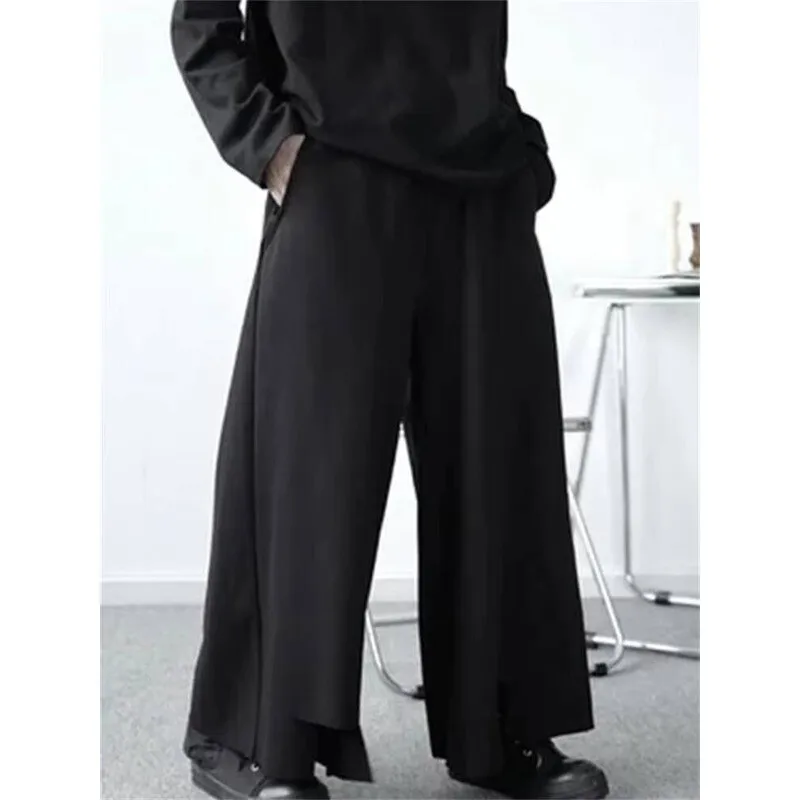 

Новые весенние мужские широкие брюки, осенняя корейская версия японских индивидуальных модных супер свободных больших брюк с отверстиями по подолу