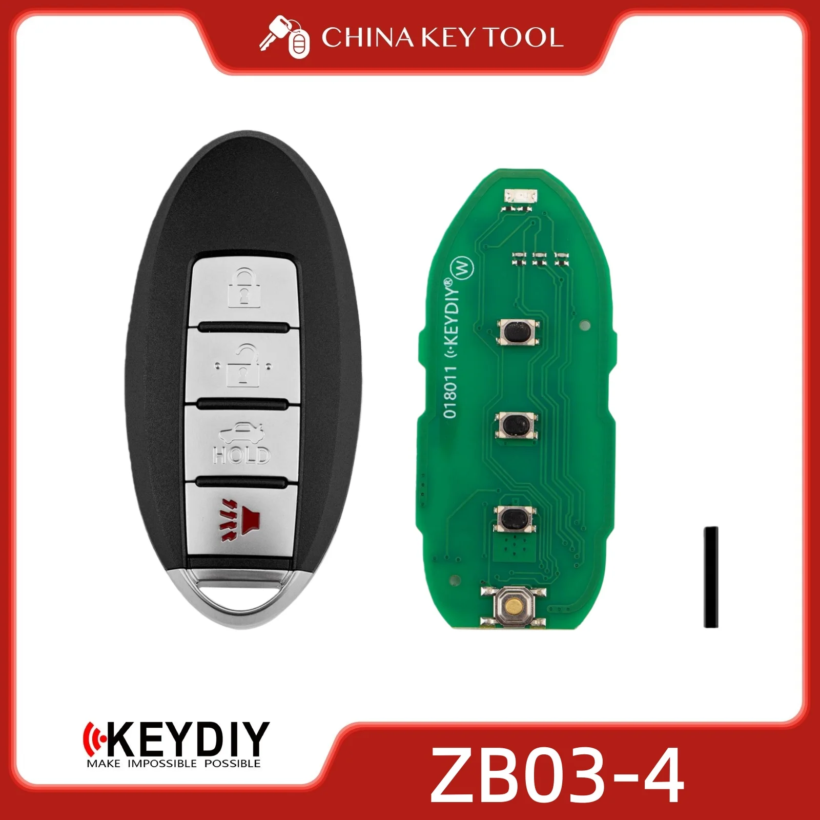 

KEYDIY KD ZB03-4 Universal Smart Remote Key 3+1 Buttons Compatible with Nissan Type