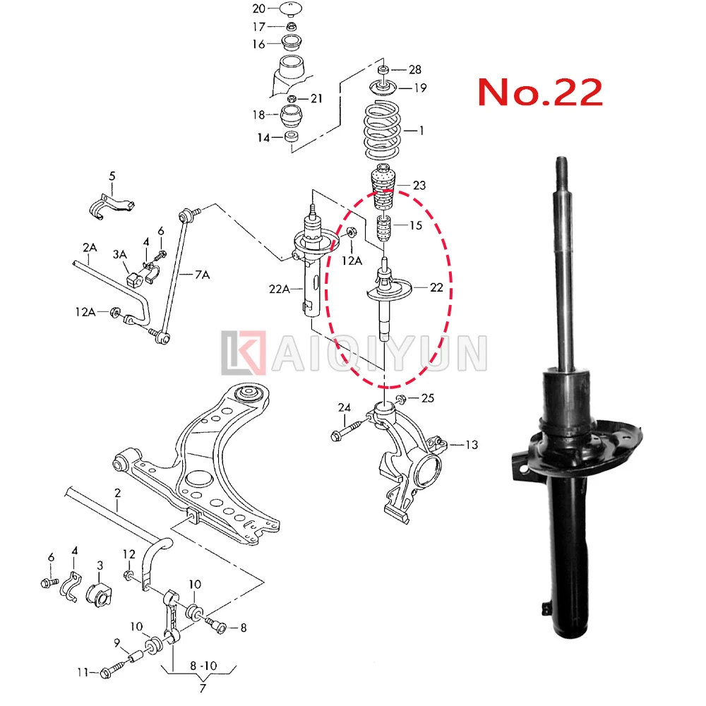 1Piece Front Air Strut Core w/o EDC,For VW Beetle CC Eos For Passat Jetta 3 Scirocco For Golf 5,OEM 1J0413031DQ/1J0413031DR