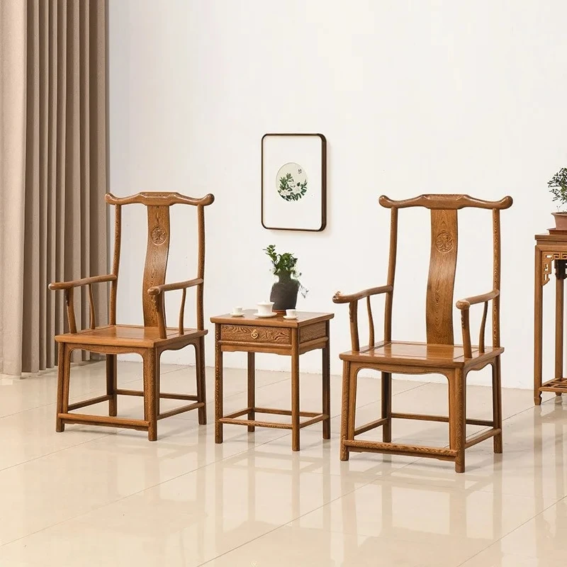 Mahogany official hat chair three-piece Taishi chair all solid wood Chinese master chair