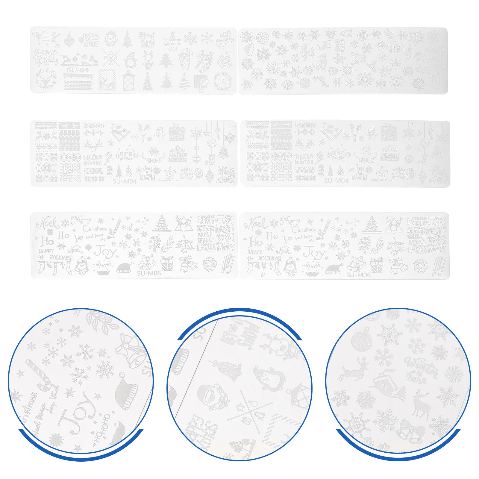 

6pcs Nail Plate Stamps Stainless Steel Manicure Stencils Christmas Art Reusable DIY Tool Salon Home Decor Printing Plates