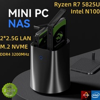 Nas mini pc intel n100 ryzen 7 5825u ddr4 m.2 nvme ssd 2,5g ethernet wifi6 2x2.5/3,5 zoll hdd raid unterstützung freenas windows
