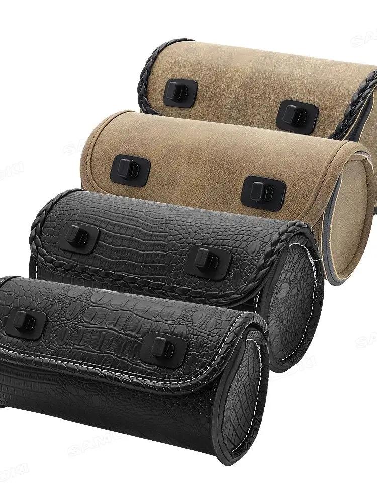 AliExpress SAMUZOKI Universals Motorcycle Modified Vintage Front Bag Dirt Bike Storage Kit Cycling Bag Vintage Leather Bag
