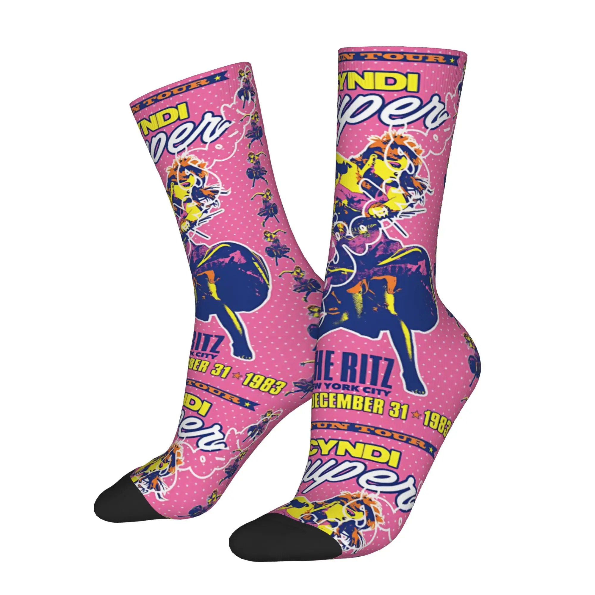 1 Pair Funny Crazy Sock for Men The Four Octave Force Hip Hop Harajuku C-Cyndi L-Lauper Pattern Printed Sock Casual