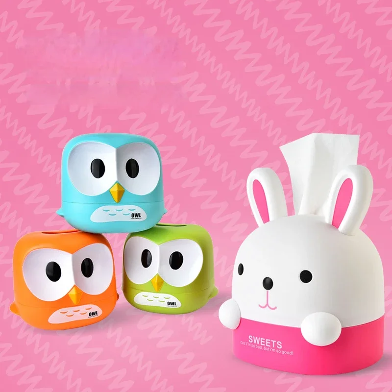 

Мультяшный милый кролик, коробка для салфеток, пластиковая коробка для рулонной бумаги, настольный чехол для салфеток, держатель для туалетной бумаги, украшение для хранения