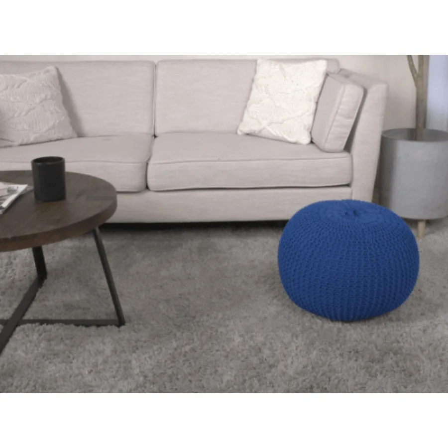 

Bordeaux Knitted Cn Round Pouf Navy Blue