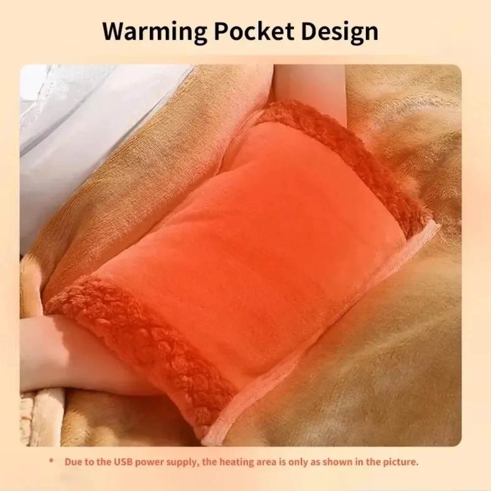 Winter Electric Blanket Home Portable 5V USB Charging Safe Low Voltage Fast Heating Soft Flannel Hand Warmer Knee Pad Blanket