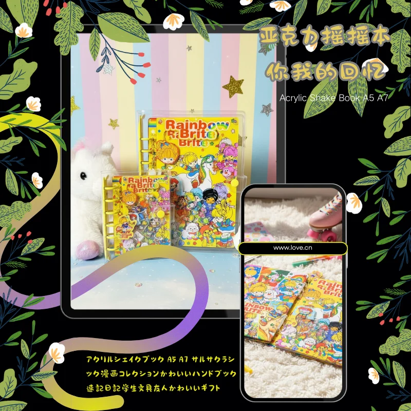 

Acrylic Shake Book A5 A7 Girl Cute Classic Cartoon Collection Handbook Shorthand Diary Student Stationery Friends Kawaii Gift