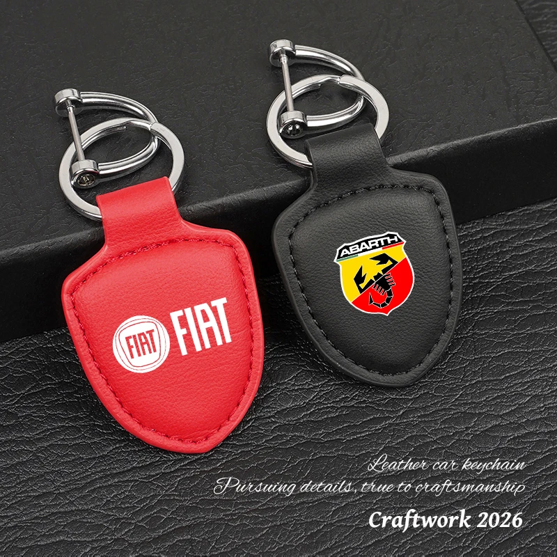 Llavero con emblema de coche de cuero, accesorios para llavero para FIAT Abarth Pulse Panda Tipo Strada 600 500X Mobi Doblo Fullback