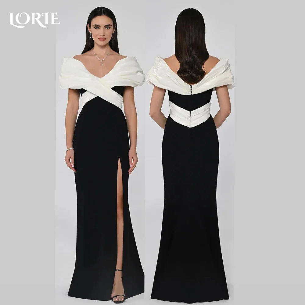 

LORIE Off Shoulder Mermaid Evening Dress Pleats Velvet Ruched Party Dress Elegant Prom Dress Long Sleeve Party Gowns Customized