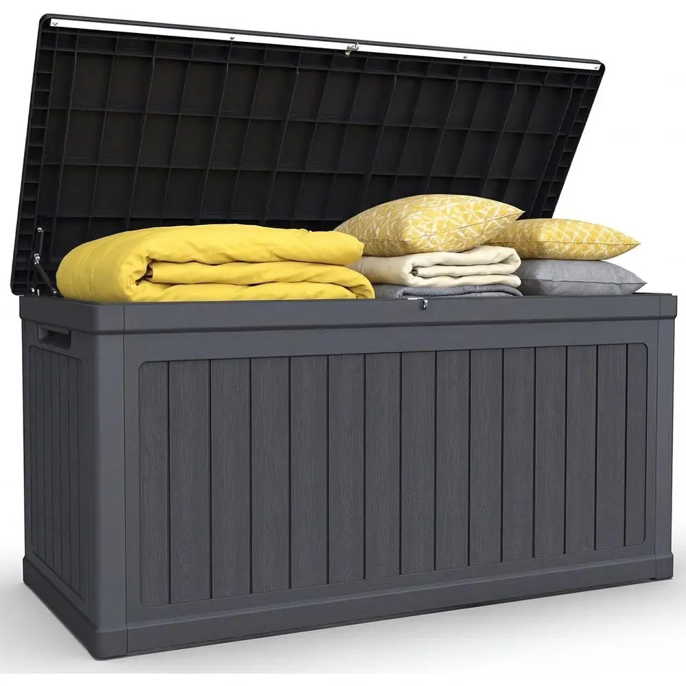 

320 Gallon Outdoor Storage Box, Resin Deck Boxes Indoor and outdoor With Handle, Waterproo Storage Box Lockable Lid or Garden To
