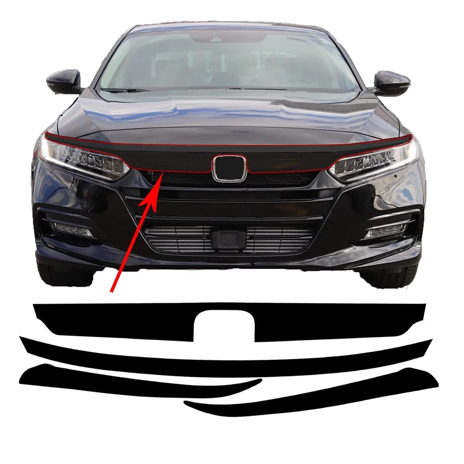 3 Mil Vinyl Material Front Grille Chrome Delete Blackout Precut Vinyl Trim For Honda Accord 2018-2020 Car Sticker