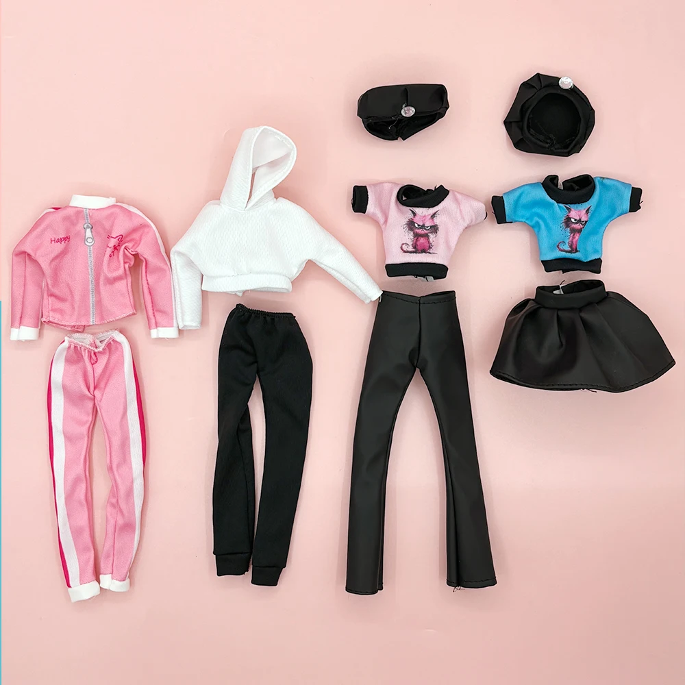 4PCS Handmade Fashion Clothes for 11.5''/30cm Dolls Sport Style Top And Pants 1/6 Dolls Accessories Outfits Toys Playhouse DIY