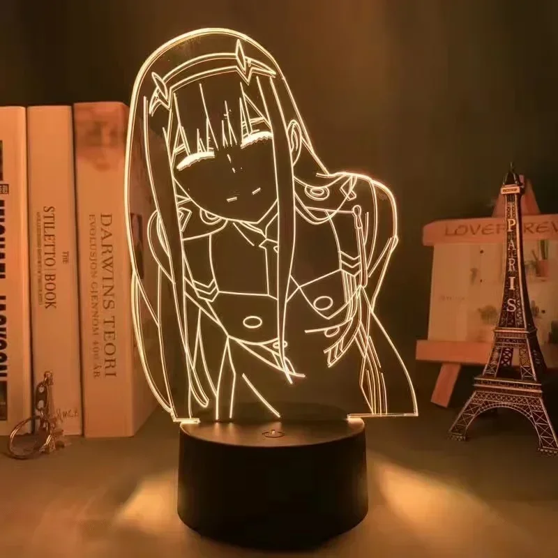 1pcs Anime Darling in The Franxx Figure 3D Lamps Warm Light Zero Two 02 HIRO LED Night Lights Gift for Friend Bedroom Decoration