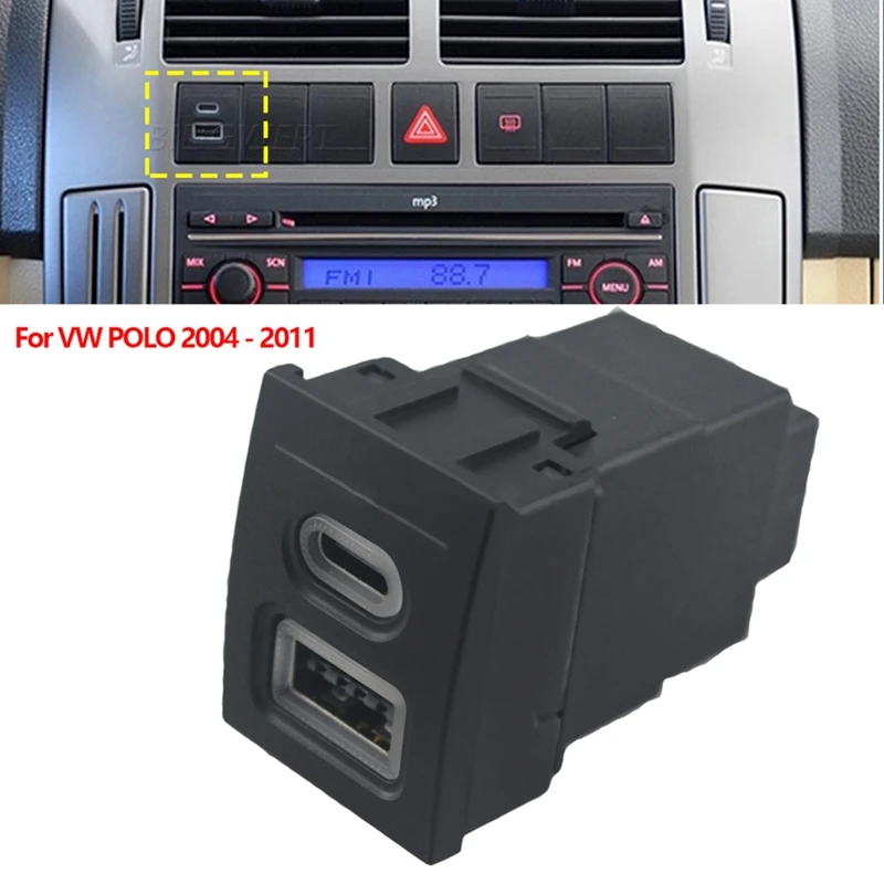 

Car Charger PD QC3.0 Quick Charge Phone Charging Adapter Outlet Button For VW POLO 2004-2011-A02Q