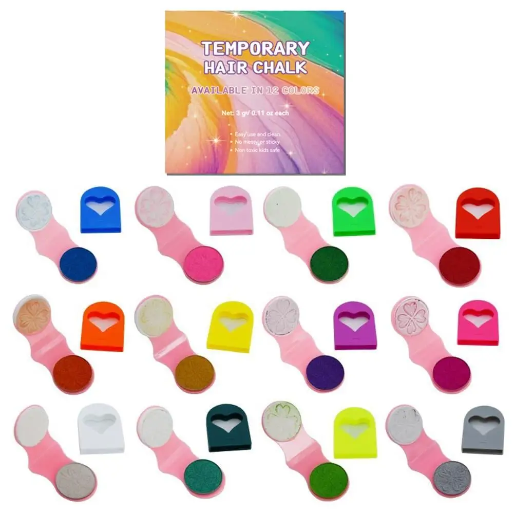 Pink Blue DIY Holiday Party Hairstyles Chalk Multi-color Temporary Hair Chalk Applicator Set Bright Shiny Disposable Hair Powder