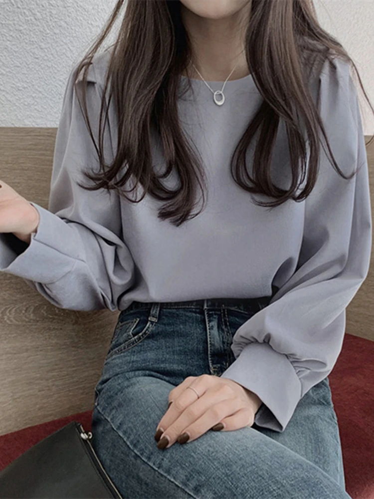 New 2022 Spring Summer Women\'s Blouses Shirt Puff Sleeve Elegant Sweetheart Clothing Solid Wild Korean Style Lady Tops BL3260