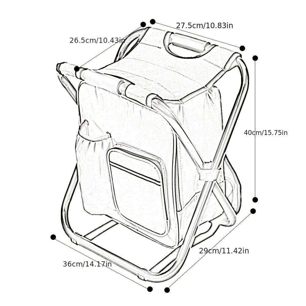 Tas kursi memancing berkemah, bangku piknik dapat dilipat dengan pendingin ransel tahan air untuk mendaki memancing