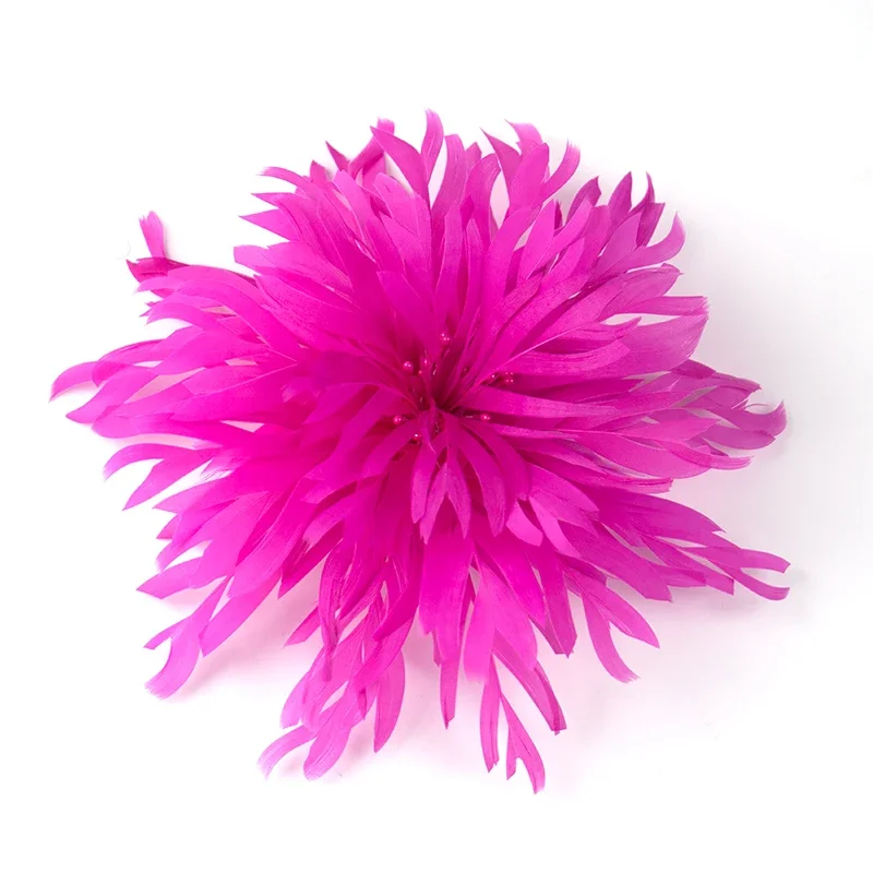 Bridal Hair Headdress Accessory Rose Red Feathers Headpiece With Flower 1Piece Wedding / Corsage Headpiece  / Special Occasion