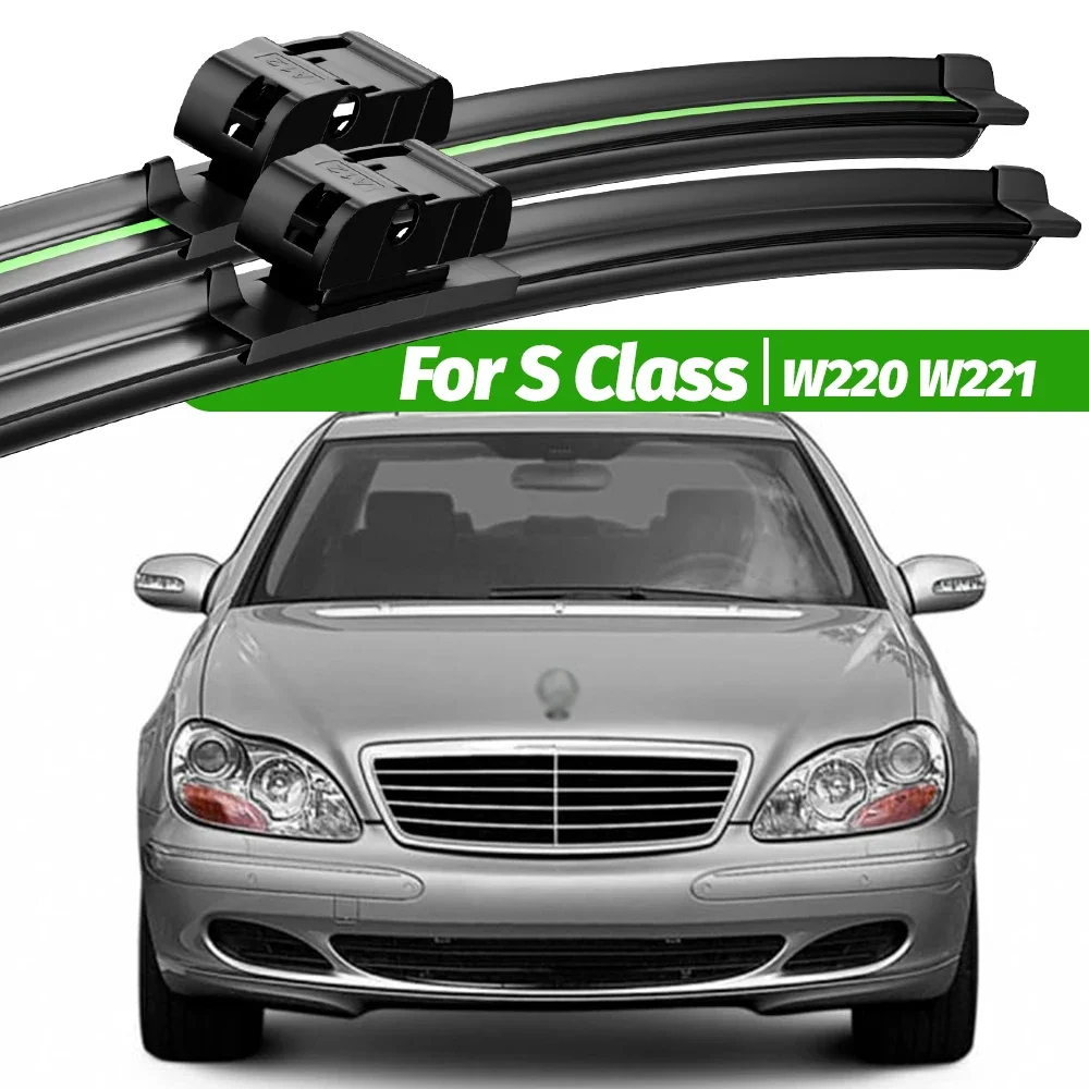 For Mercedes Benz S Class W220 W221 1998-2013 2pcs Front Windshield Wiper Blades 2005 2009 2012 Windscreen Window Accessories