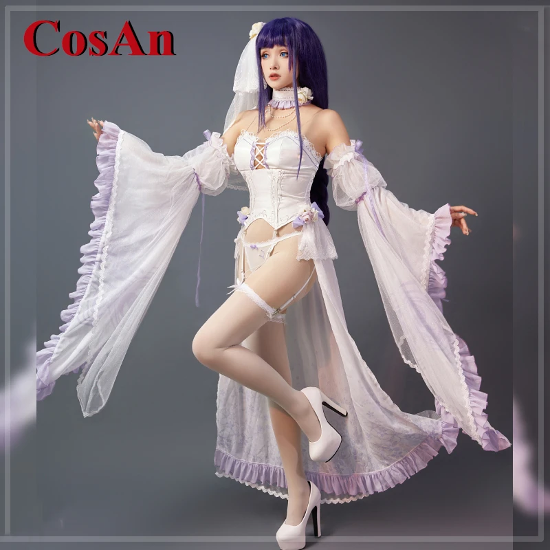 

CosAn New Game Genshin Imapct Raiden Shogun Cosplay Costume Sweet Purple Flower Wedding Activity Party Role Play Clothing