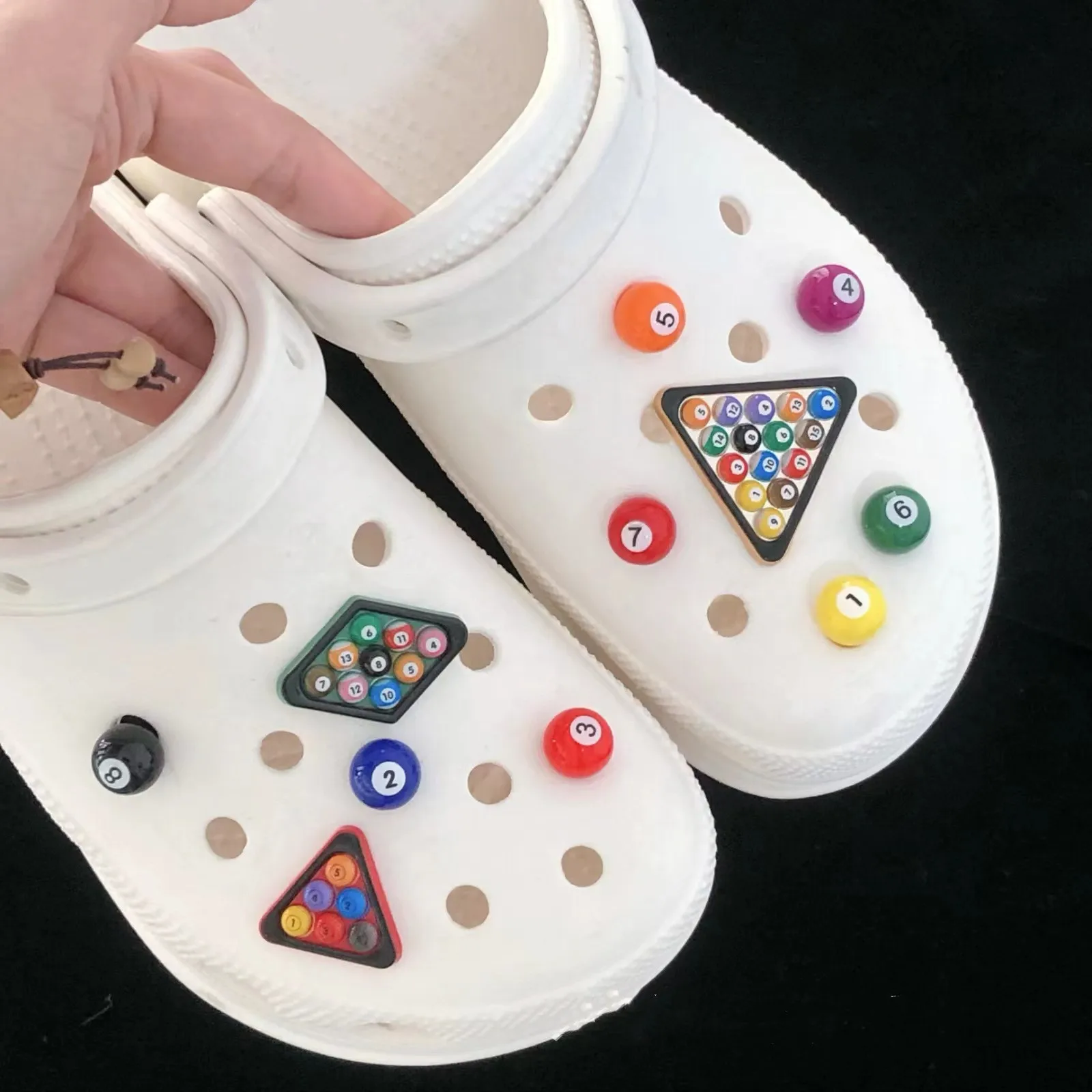 New Fun Style Simulation Billiards Hole Shoe Charms Decorations Cute Cartoon Set Shoes Buckle DIY 3D Hole Shoe Accessories