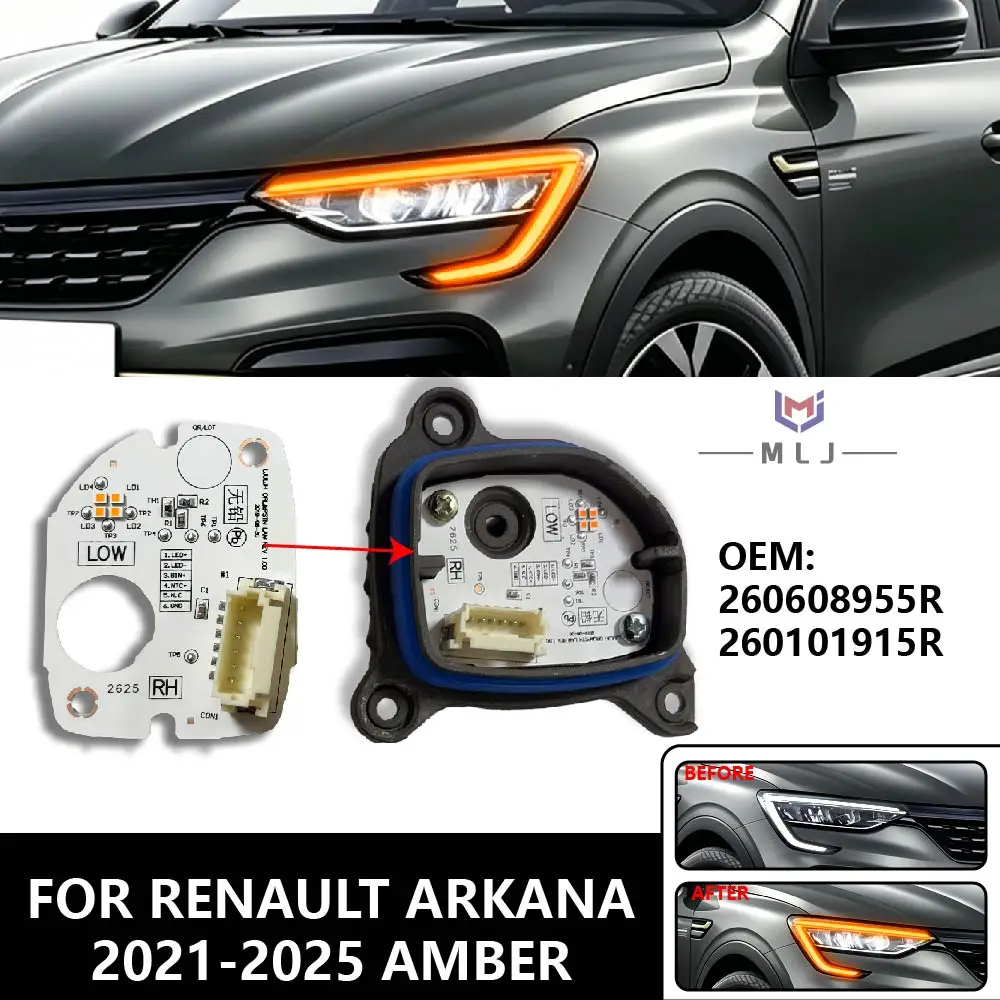 

FOR Renault Arkana 2021-2025 Amber Light DRL Chip Angel Eyes LED Headlight Daytime Running Lights Chip 260608955R-L 260101915R-R