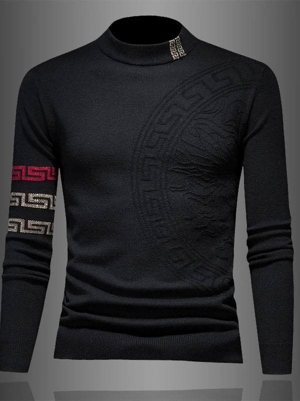 

Теплая шерстяная вязаная футболка с длинным рукавом для мужчин, утолщенная, пушистая, с круглым вырезом, модная, в городском стиле, зимний маст-хэв