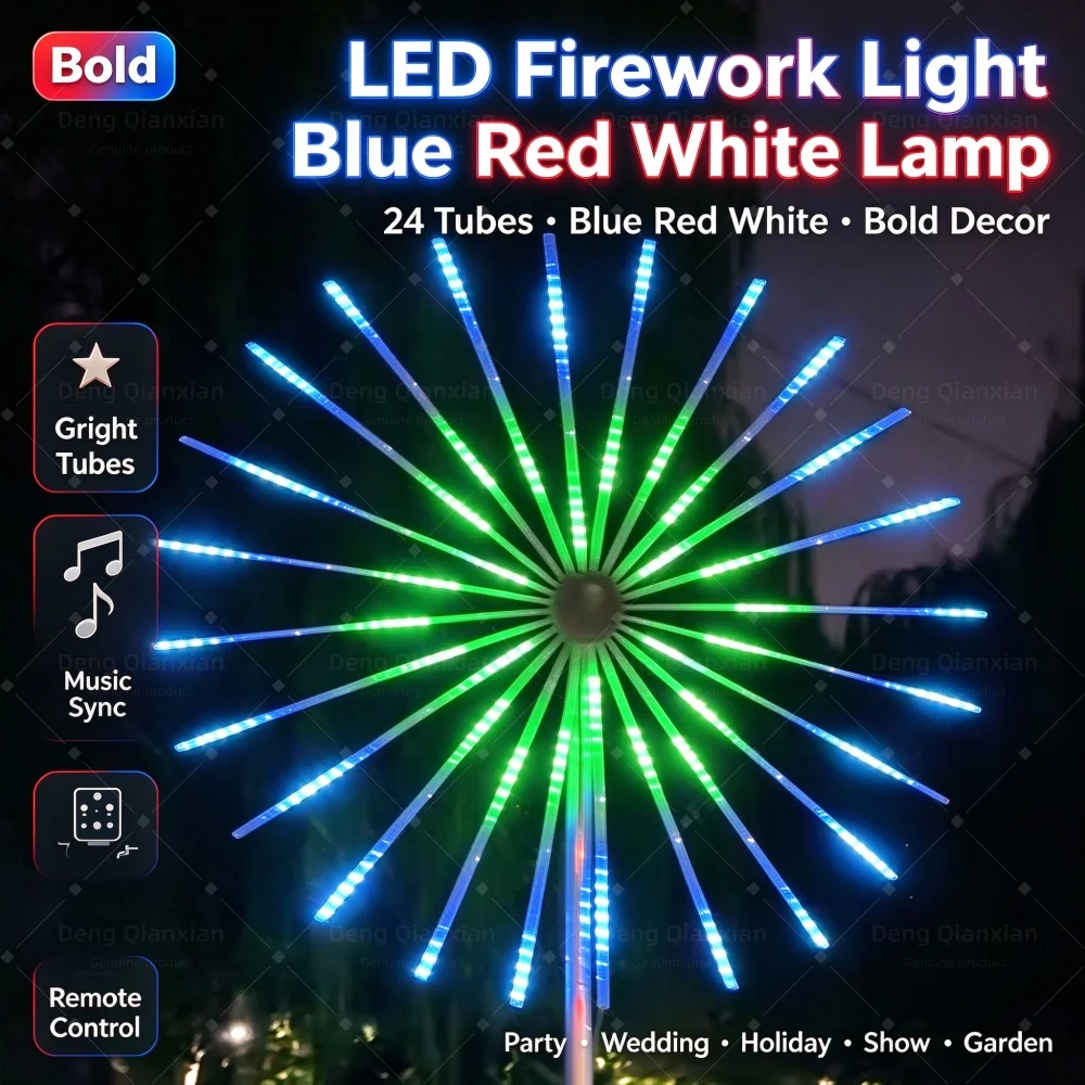 Sound Activated Firework Lights, Hundreds of Modes, RGB Colorful, Waterproof, Dual Speakers, Bluetooth APP, Festival Decor